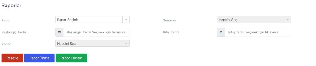 Yönetim Paneli Uygulamaları Raporlar